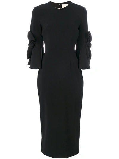 Shop Roksanda Lavete Bow Sleeves Dress In Black