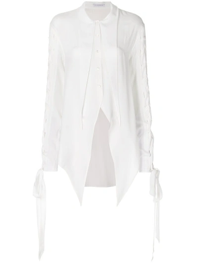 Jw Anderson Lace-up Crepe De Chine Blouse In White