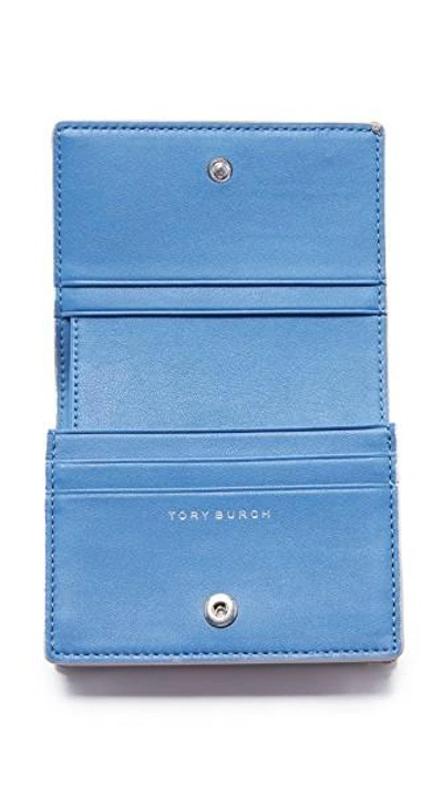 Shop Tory Burch Elephant Foldable Mini Wallet In French Gray