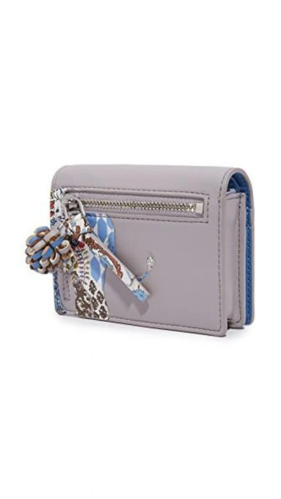 Shop Tory Burch Elephant Foldable Mini Wallet In French Gray