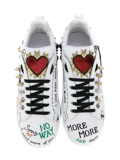 Shop Dolce & Gabbana Portofino Musical Note Patch Sneakers In White