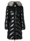 Moncler Albizia Fur Trim Laqué Nylon Down Coat