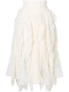 SACAI Knitted fringed skirt,DRYCLEANONLY