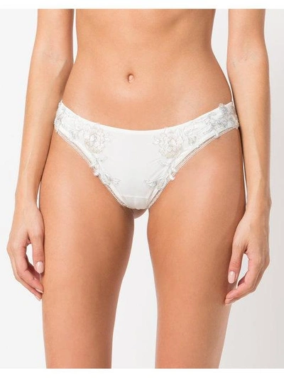 Shop La Perla Peony Thong In Neutrals