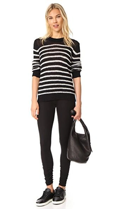 Shop James Perse Ruched Ankle Leggings In Black