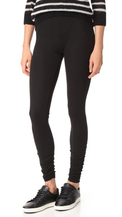 James Perse Ruched Ankle Leggings In Black