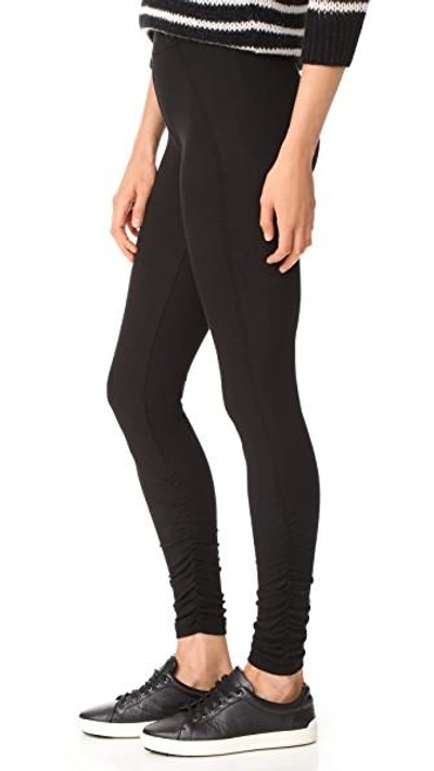 Shop James Perse Ruched Ankle Leggings In Black