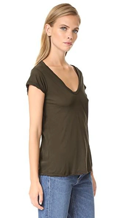 Shop James Perse High Gauge Jersey Deep V Tee In Smoky Green