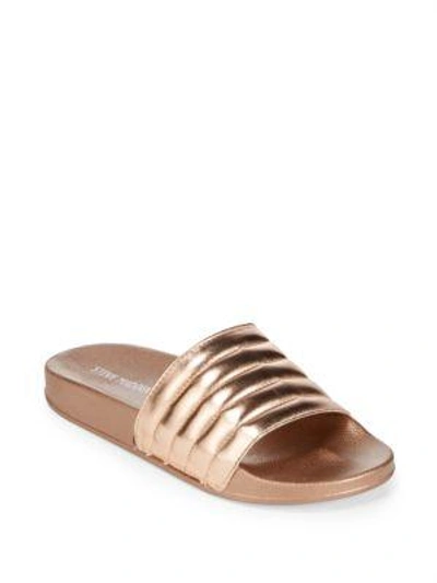 Shop Steve Madden Aviana Slide Sandals In Rose Gold