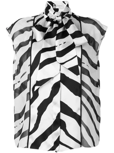 Shop Lanvin Graphic Stripe Blouse - Neutrals In Nude & Neutrals