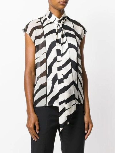 Shop Lanvin Graphic Stripe Blouse - Neutrals In Nude & Neutrals