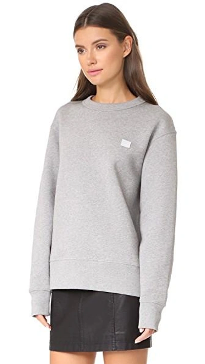 Shop Acne Studios Fairview Face Sweatshirt In Light Grey Melange