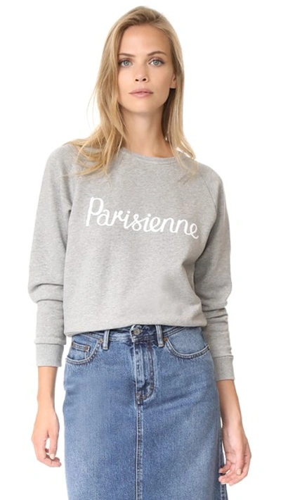 Shop Maison Kitsuné Parisienne Sweatshirt In Grey Melange