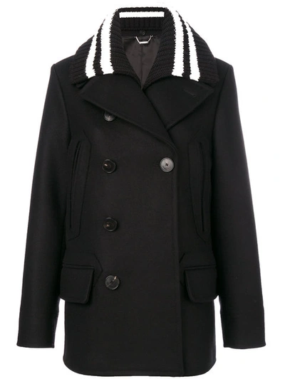 Givenchy Detachable-collar Wool-blend Felt Coat In Black