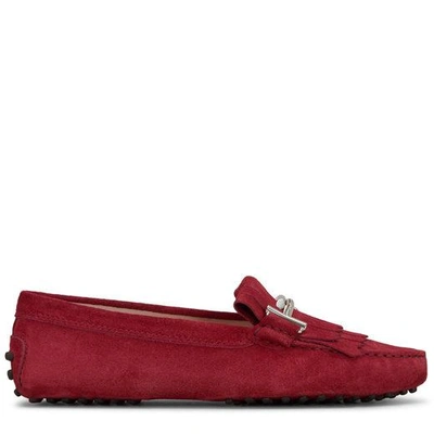 Shop Tod's Gommino Driving Shoes In Suede In Red