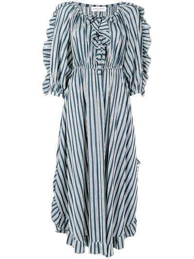 Sonia Rykiel Striped Ruffle-trimmed Crepe Midi Dress In Blue