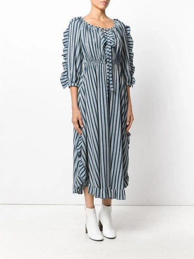 Shop Sonia Rykiel Striped Flared Dress In Blue