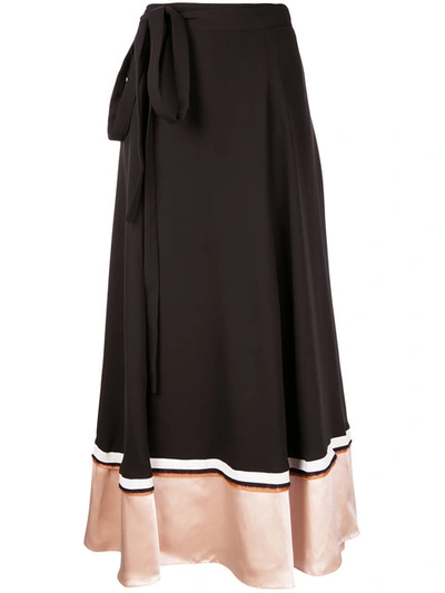 Roksanda Leif Contrast-panel Silk-blend Crepe Skirt In Black