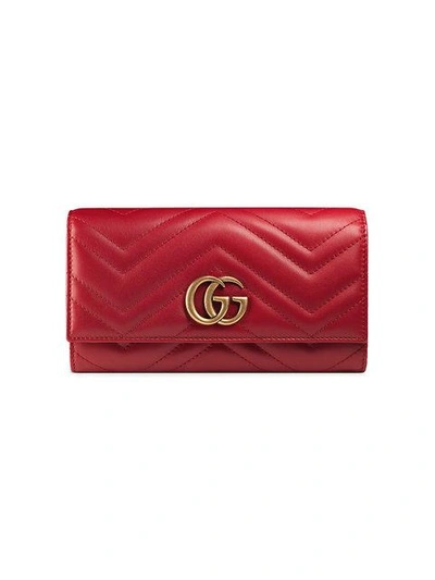 Shop Gucci Gg Marmont Continental Wallet In Red