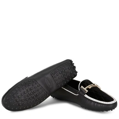 Shop Tod's Gommino Driving Shoes In Leather In Black/white