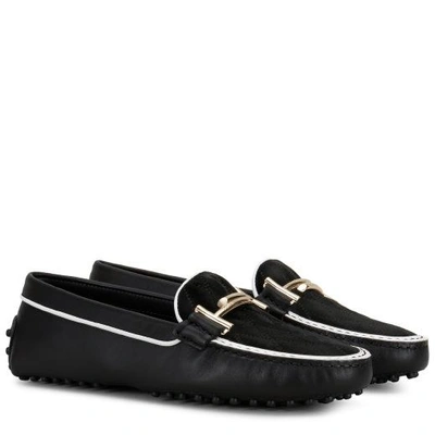 Shop Tod's Gommino Driving Shoes In Leather In Black/white