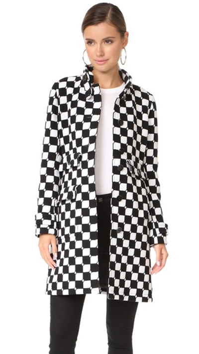 Courrèges Classic Trench Coat In Black/white Check