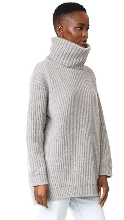 Shop Acne Studios Disa L Turtleneck Sweater In Pale Grey Melange