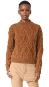 Acne Studios Edyta Cable Knit Sweater In Cognac Brown