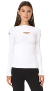 CUSHNIE ET OCHS BOAT NECK TOP WITH CUTOUTS