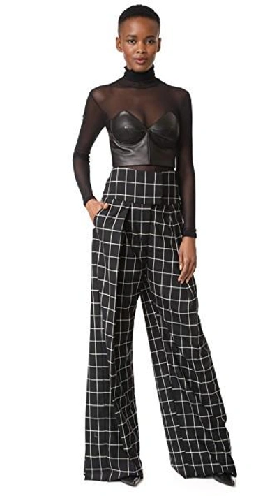 Shop Preen By Thornton Bregazzi Ida Trousers In Black/white Check