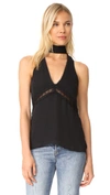 Cami Nyc Madeline Silk Choker Top In Black