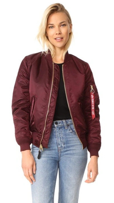 Alpha Industries Ma-1 Reversible Bomber Jacket In Maroon