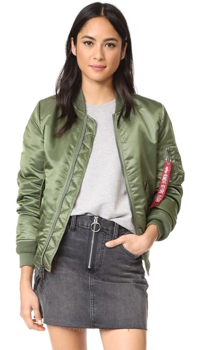 Shop Alpha Industries Ma-1 Reversible Bomber Jacket In Sage Green