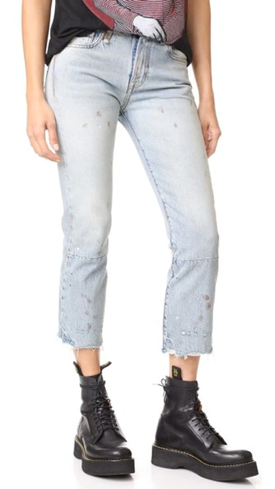 R13 Kick Fit Cropped Distressed Mid-rise Flared Jeans In Mercer