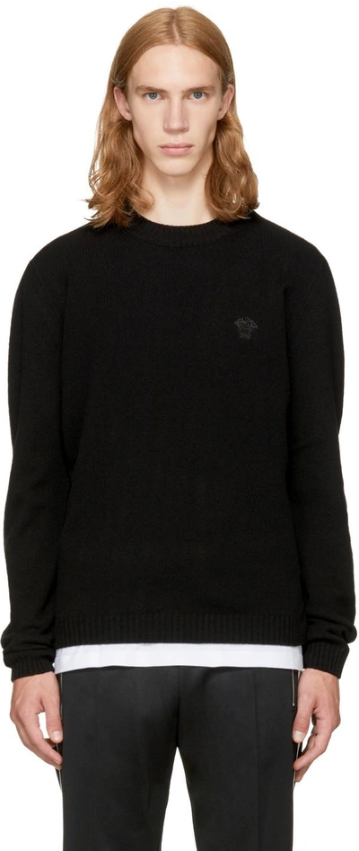 Shop Versace Black Small Medusa Sweater