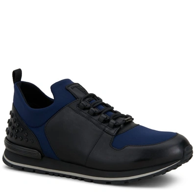Tod's Ons In Scuba Effect Fabric And Leather In Blue/black