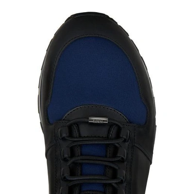 Shop Tod's Ons In Scuba Effect Fabric And Leather In Blue/black