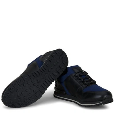 Shop Tod's Ons In Scuba Effect Fabric And Leather In Blue/black