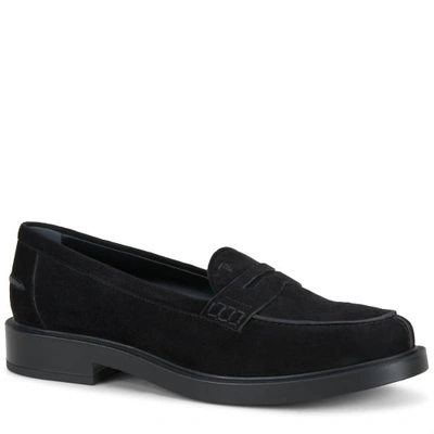 Shop Tod's Loafers In Suede In Black