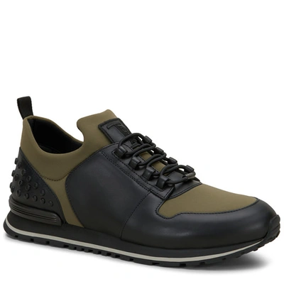 Tod's Ons In Scuba Effect Fabric And Leather In Green/black
