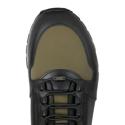 Shop Tod's Ons In Scuba Effect Fabric And Leather In Green/black