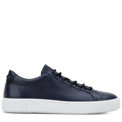 Shop Tod's Sneakers In Leather In Blue