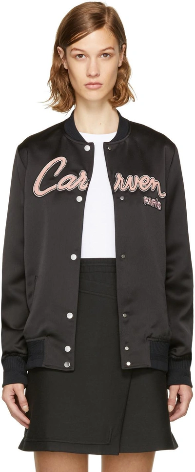 Shop Carven Black Teddy Varsity Jacket