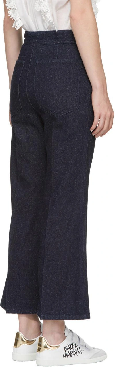 Shop Isabel Marant Navy Parsley Kick Flare Jeans In 30mi Midnight