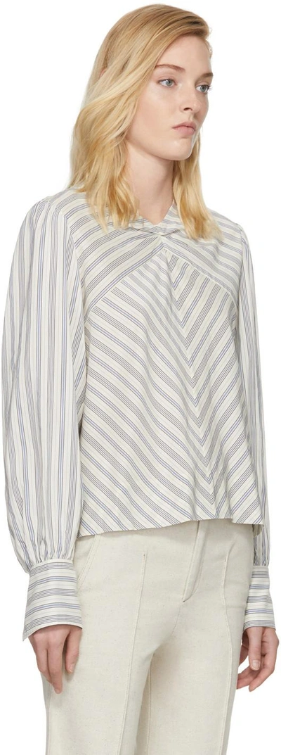 Shop Isabel Marant Ivory And Blue Striped Val Blouse In 30bu Blue
