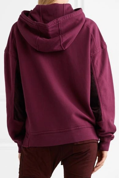 Shop Haider Ackermann Satin-paneled Cotton-jersey Hooded Sweatshirt