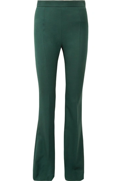 Shop Pierre Balmain Wool-twill Flared Pants In Green