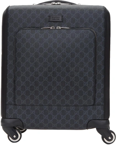 Shop Gucci Black Mini Gg Supreme Trolley Suitcase In 1000 Black