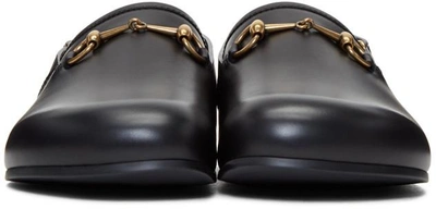 Shop Gucci Black Horsebit River Slippers