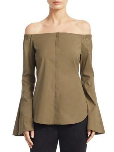 Theory Auriana Bell Sleeve Top In Military